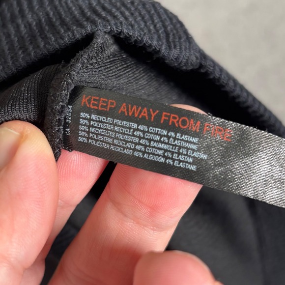 FP Beach Black Ribbed Mini Dress Size L Button Front Cutout Tie Neck Free People - Picture 4 of 12